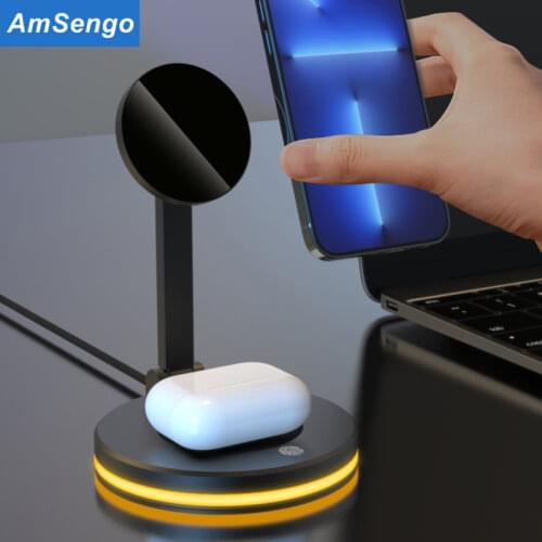 Fast 15W Magnetic Wireless Chargers For iPhone 12 Pro Max For MagSafe Desktop Phone Stand Wireless Charging Holder For Airpods