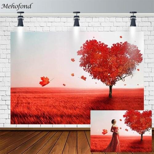 Mehofond Fall Maple Leaf Backdrop Pregnant Woman Portrait Professional Photography Background Studio Photophones Photozone Decor