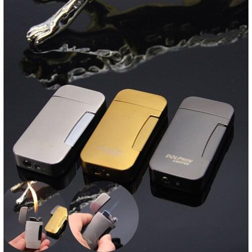 Mini Cigar Cigarettes Metal Gas Lighter Creative Two Flames Inflatable Gas Turbo Lighters Smoking Accessories Gadgets For Men