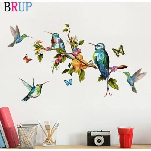 Cartoon Hand Painted Parrot Bird Wall Stickers for Kids Room Living Room Wall Decal Baby Nursery Murals Home Decorations Decor