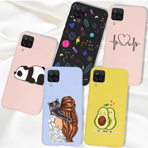 Cartoon Case For Samsung Galaxy M12 Case 4G Silicone Cute Back Cover Pink Purple For Samsung M12 Funda M 12 Case Avocado Cat Fox