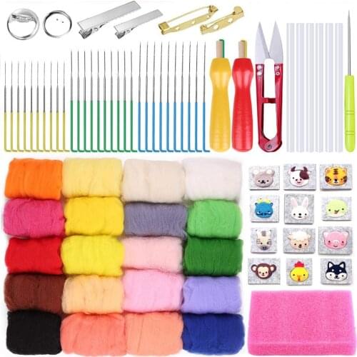 MIUSIE 78PCS Needle Felting Kit, Wool Felting Kit, 20 Colors Wool Roving, Needle Felting Starter Kit with Wool Felt Mold