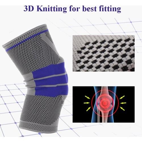 1PC Silicon Padded Spring Support Brace Knee Pads Sports Safety Guard Volleyball Kneepads Basketball Football Knee Protector