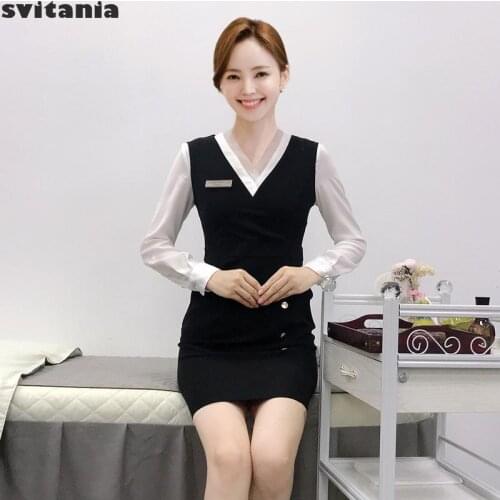 New Beauty Salon Cosmetologist Work Clothes Embroidered Nail Front Desk Professional Work Uniform