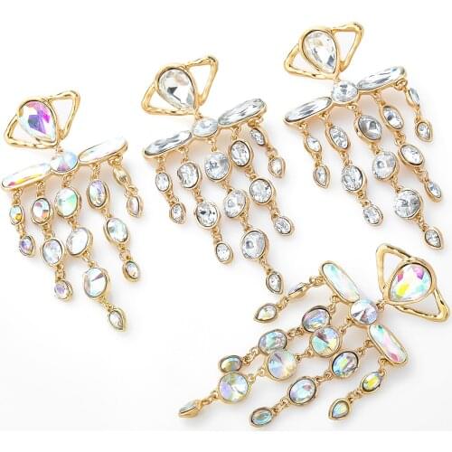 Pauli Manfi Fashion New Metal Rhinestone Tassel Earrings Womens Popular Dangle Earrings Party Accessories