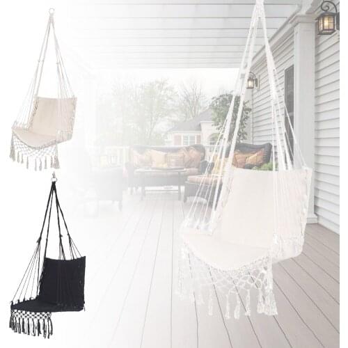 Tassel Hanging Chair Hammock Canvas Comfortable Stylish Childrens Swing for Outdoor Camping Indoor Courtyard