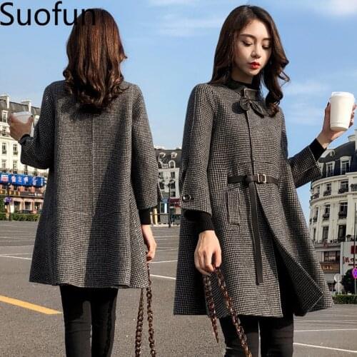 Suofun Women's Plaid Coats