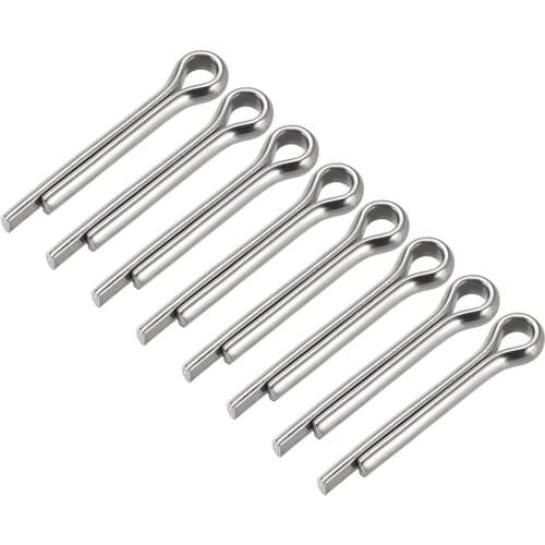 Uxcell 8Pcs Split Cotter Pin - 6mm x 40mm 304 Stainless Steel 2-Prongs Silver Tone for Home DIY Application