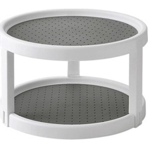 Rotating Organizer Round Shelf Condiment Storage Rack Kitchen Storage Tray Pantry Cabinet Turntable Spice Rack 2 Tier