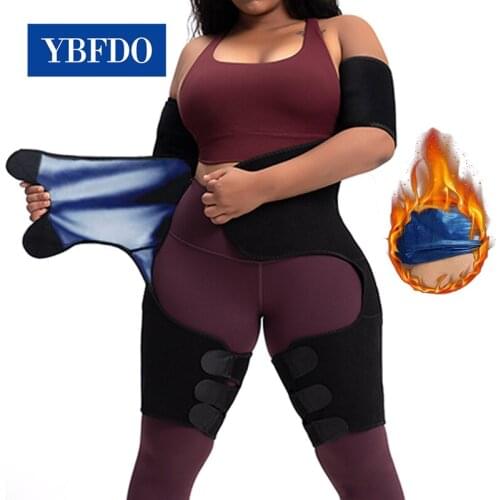 YBFDO 2021 New Silver coating Weight Loss Waist Trainer Fat Burning Sweat Sauna Shapewear Adjustable Thigh Trimmer Butt Lifter