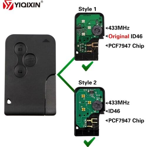 YIQIXIN 3 Button Smart Card Car Key 433Mhz Original ID46 PCF7947 Chip For Renault Megane 2 3 Scenic Clio Logan Card Remote Key