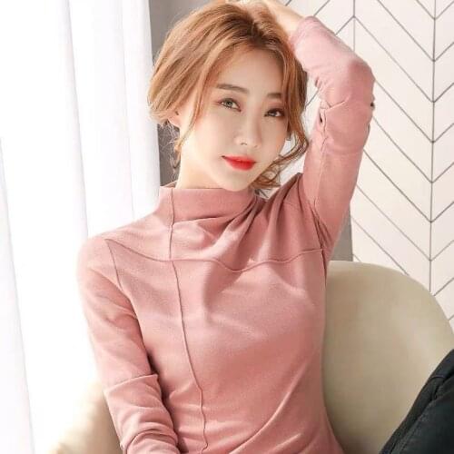 Woman Tshirts Dralon High Collar Womens Autumn and Winter Double-Sided Long-Sleeved Top Ropa Mujer Camisetas