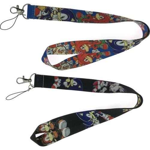 10PCS Cartoon SONIC Neck Strap Keychain Lanyard for Keys Office ID Pass Card Badge Gym Mobile Phone Lanyard Cuello Hanging Strap