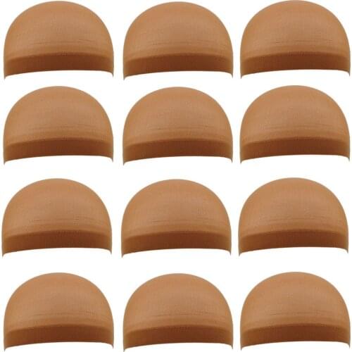 12pieces(6bags) hair net wig liner cheap wig caps for making wig spandex net elastic dome wig cap free shipping