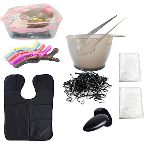 15x Salon Hair Color DIY Hairdressing Tools Dye Brush Bowl Storage Bag Set