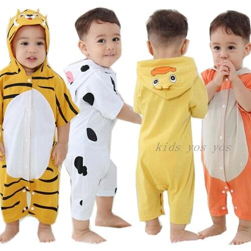 2021 Cotton Baby Rompers Short Sleeve Jumpsuits One Piece Onesies Home Clothes Summer Unisex Toddler Girls Boys Cartoon Outfits
