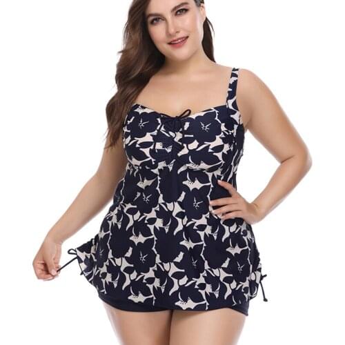 2021 Sexy Tankini Set Women Plus Size Swimwear Two Piece Swimsuit Swirly Paisley Print Padded Bandage Bathing Suit Swimdress