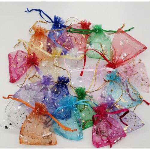 500Pcs Butterfly Star Moon Organza Gift Bag 7*9 9*12 13*18cm Wedding Gift Organza Bag Drawstring Jewelry Packaging Display Pouch