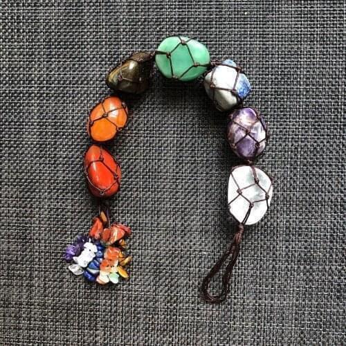 7 Chakra Stone Tassel Spiritual Meditation Hanging/Window/Feng Shui Ornament Natural Car/Home Decor