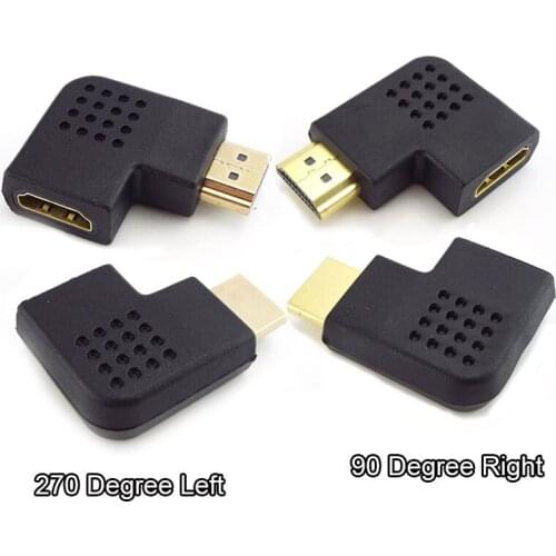 Male to Female HDMI-compatible Adapter Converter 90 Degrees Angle Turn Right Left Extension Cable Connector HD 1080p