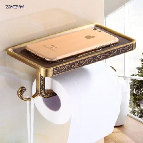 Aluminum alloy Antique fashion bronze and silver toilet paper holder bathroom mobile holder wc rod toilet paper holder