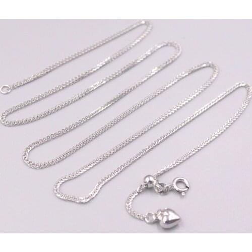 Au750 Real 18K White Gold Chain For Women Female 1.2mm Shine Real Gold Wheat Adjustable Chain Heart Necklace 60cm/24inch Length