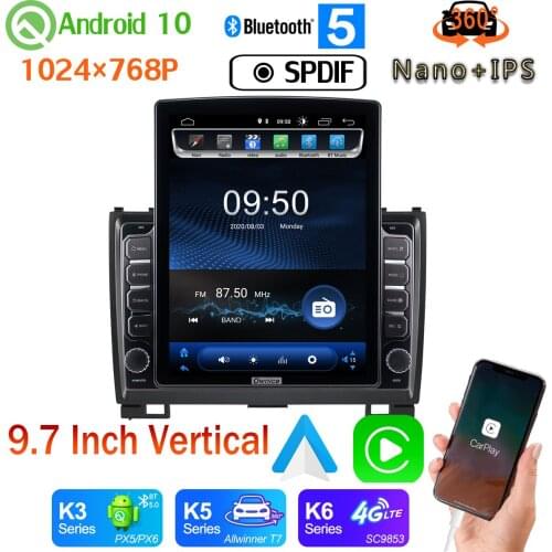 9.7" Vertical Style Car Media GPS CarPlay Android 10 360 Camera Radio Haval Hover Greatwall Great Wall H5 H3 2011-2013 PX6 4+64G