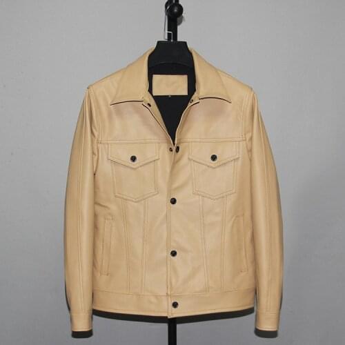 Free shipping.Cheap quality Water dyed cowhide jacket.casual genuine leather coat.slim denim style leather clothes.fashion