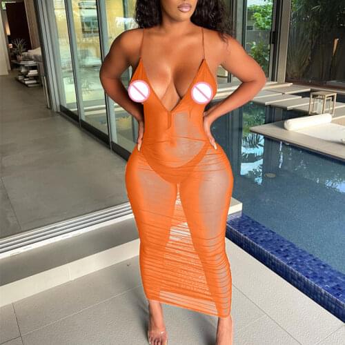 BKLD Hot Fishnet Dress Spaghetti Strap Backless Long Bodycon Dress Autumn Women Going Out Sexy Hollow Out Mesh See-through Dress