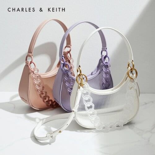 CHARLES＆KEITH New Arrival for Summer 2021 CK2-40270685 Womens transparent one-shoulder armpit bag