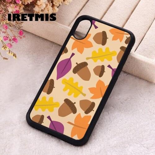 Iretmis 5 5S SE 2020 Phone Cover Case for iPhone 6 6S 7 8 Plus X Xs XR 11 12 Mini Pro Max Rubber Silicone Autumn Leaf Pattern
