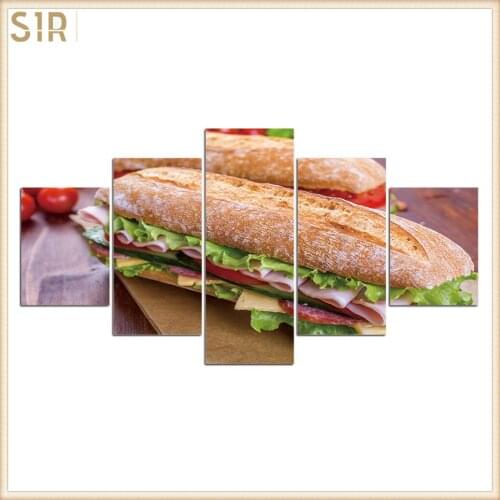 Food Restaurant Hotel Decoration Wall Art HD Five Poster Printing Oil Painting Home Mural Delicious Poster For Dining Room Decor