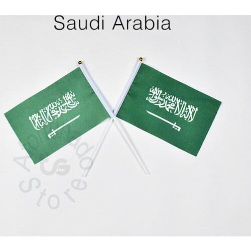 Saudi Arabia 14*21cm flag Banner meet Parade party hand waving National flag Home Decoration flag banner