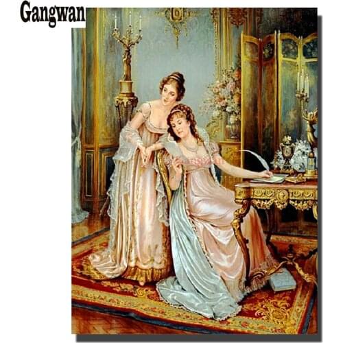 Diy diamond embroidery woman European court sisters mosaic picture full diamond painting cross stitch girl wedding decoration