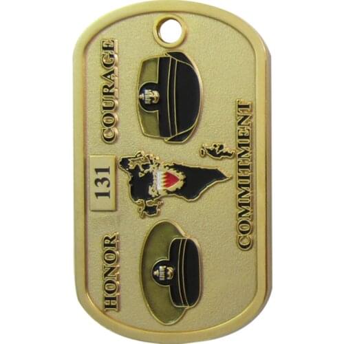 China Custom Gold Metal Dog Tag Coin with Sandblasting