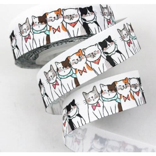 Cute Cat printed grosgrain ribbon Packing Tape DIY Hair Bow Sewing Accessories 16mm 22mm 25mm 38mm 75mm