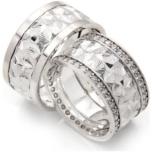 Couple Wedding Ring Sterling Silver 925 Woman And Man Luxury Jewelry Bands Fashion Engagement Anniversary Ancient Greek Model