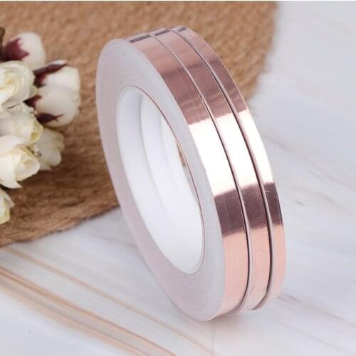 5mm Width 30m Length Single Side Conductive Copper Foil Tape CU 99.98% Adhesive Shielding Heat Resist Tape