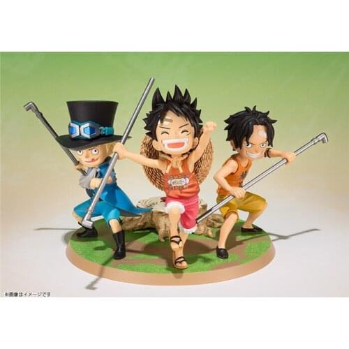 One Piece Anime Q version 3pcs/set Luffy & Ace & Sabo 3 brother PVC Action Figure Toys Dolls