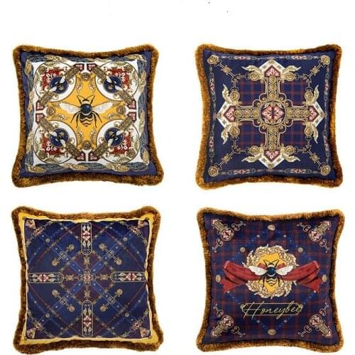 Bee Pillow Covers Decorative Pillow Bees Oil Painting Pillow Cases Outdoor Indoor Square Cushion Covers for Home Sofa Couch 18"