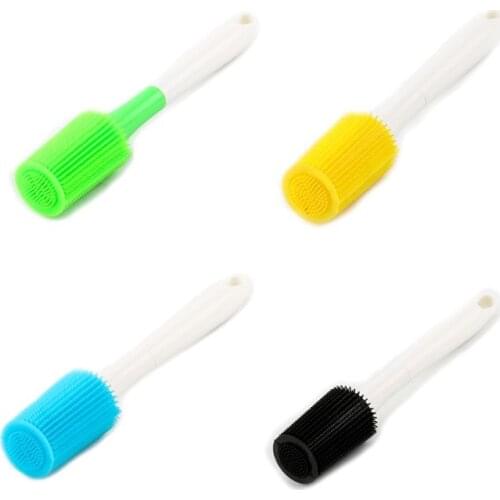 Portable cleaning brush kitchen long handle dishwashing brush tea cup milk bottle dish bowl silicone round cleaning brush K0AB
