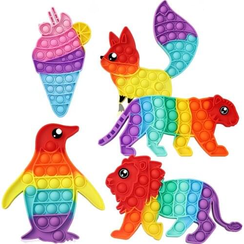 Rainbow Fidget Toys Pop bubble Heart Push Poppet ADHD Fidget Toy Pack Circle Sensory Squeeze Toys for Toddlers Teens Older Gift