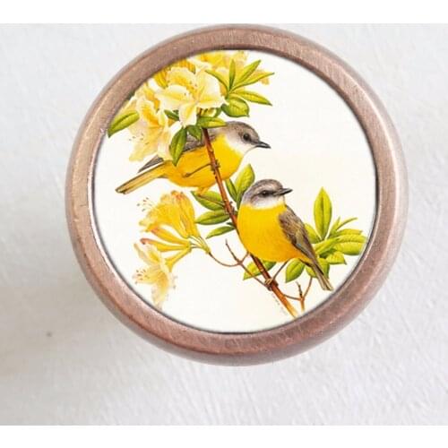 Cute Birds Drawer Knobs Vintage Style Knobs Copper Sliver Bronze Rustic Funiture Door Cabinet Handles Hardware