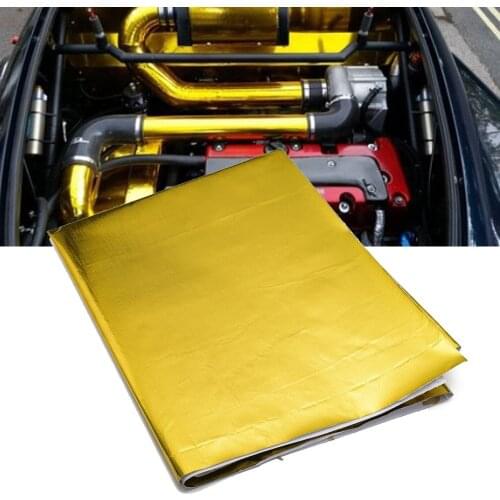 39"x 47" SELF ADHESIVE REFLECT A GOLD HEAT WRAP BARRIER FOR THERMAL EXHAUST AIR INTAKE For Ford Mustang 05-10 TK-WR19GOLD