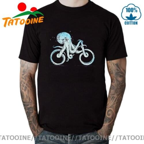 Tatooine Cartoon Octopus Bike T shirt men Cool Funny Inspired Graphic Tee Tops Camiseta Short Sleeved Comfortable Cotton T-shirt