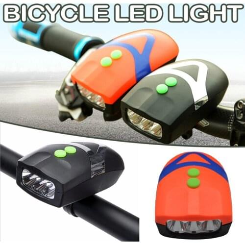 2 in 1 Bike Front Light Horn 3 LED Waterproof Front Light 3 Lighting Modes 80db for All Mountain & Road Bike jlrr