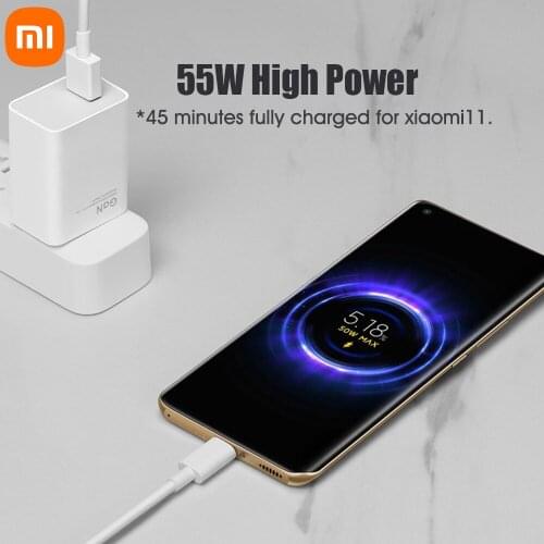 Xiaomi 55W GaN Fast Charger Type-C Charging Cable MINI Quick Charger GaN Technology Adapter for Andriod/Xiaomi 10/Redmi K30