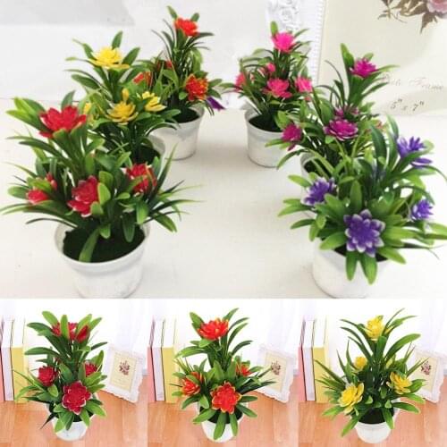 Mini Artificial Flower Potted Plant Lotus Bonsai with Flower Pot Wedding Party Garden Resturant Table Decor Home Decoration