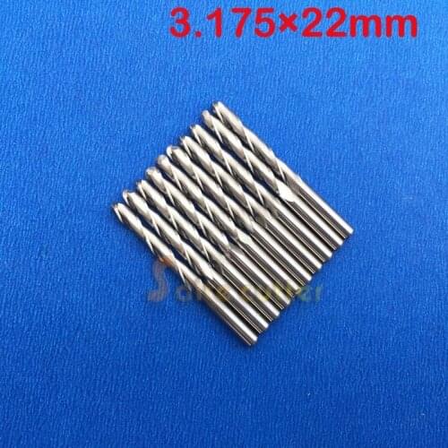 10pcs 1/8" Double / Two Flute Carbide CNC Router Bits Ball Nose End Mills 3.175*22mm Tools