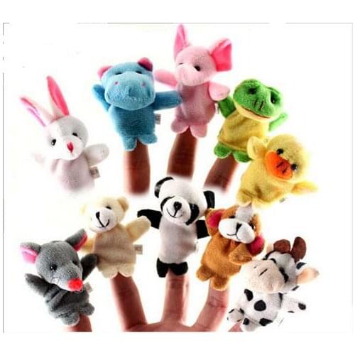 1000pcs/lot Free DHL Baby Children Animal Hand Puppet Glove Finger Puppet Sack Plush Toy 100 set=1000pcs